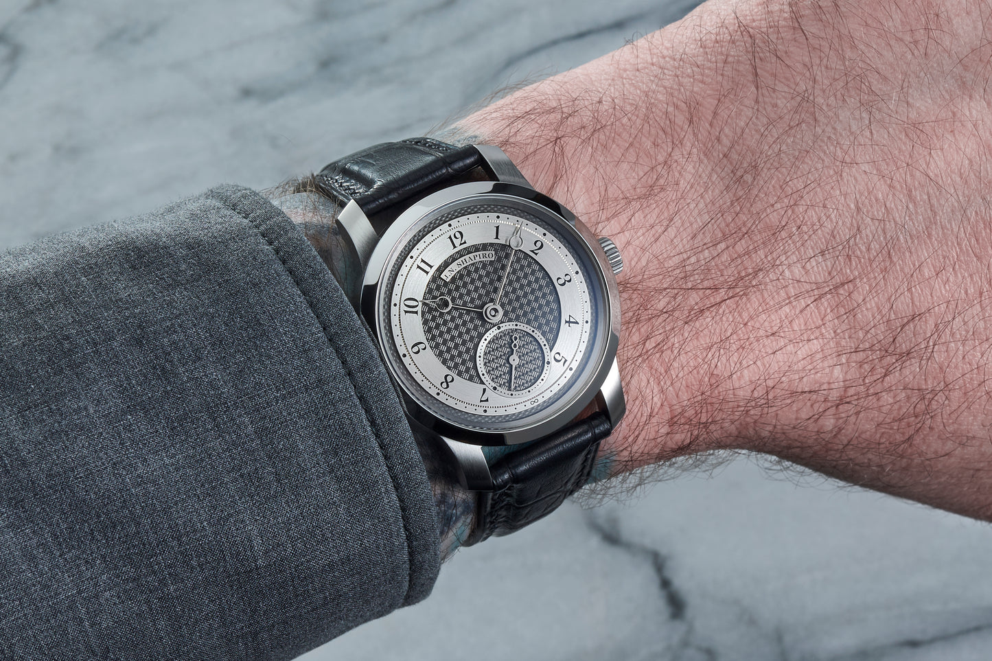 J.N. Shapiro Infinity Series Pure Blackened Zirconium Dial with White Gold