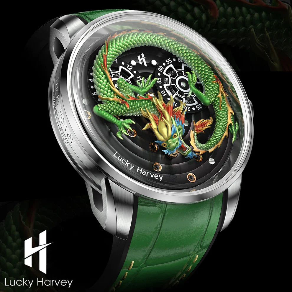 Green Dragon Automatic Watch Round Shaped Case Luminous Limited 388 PCS