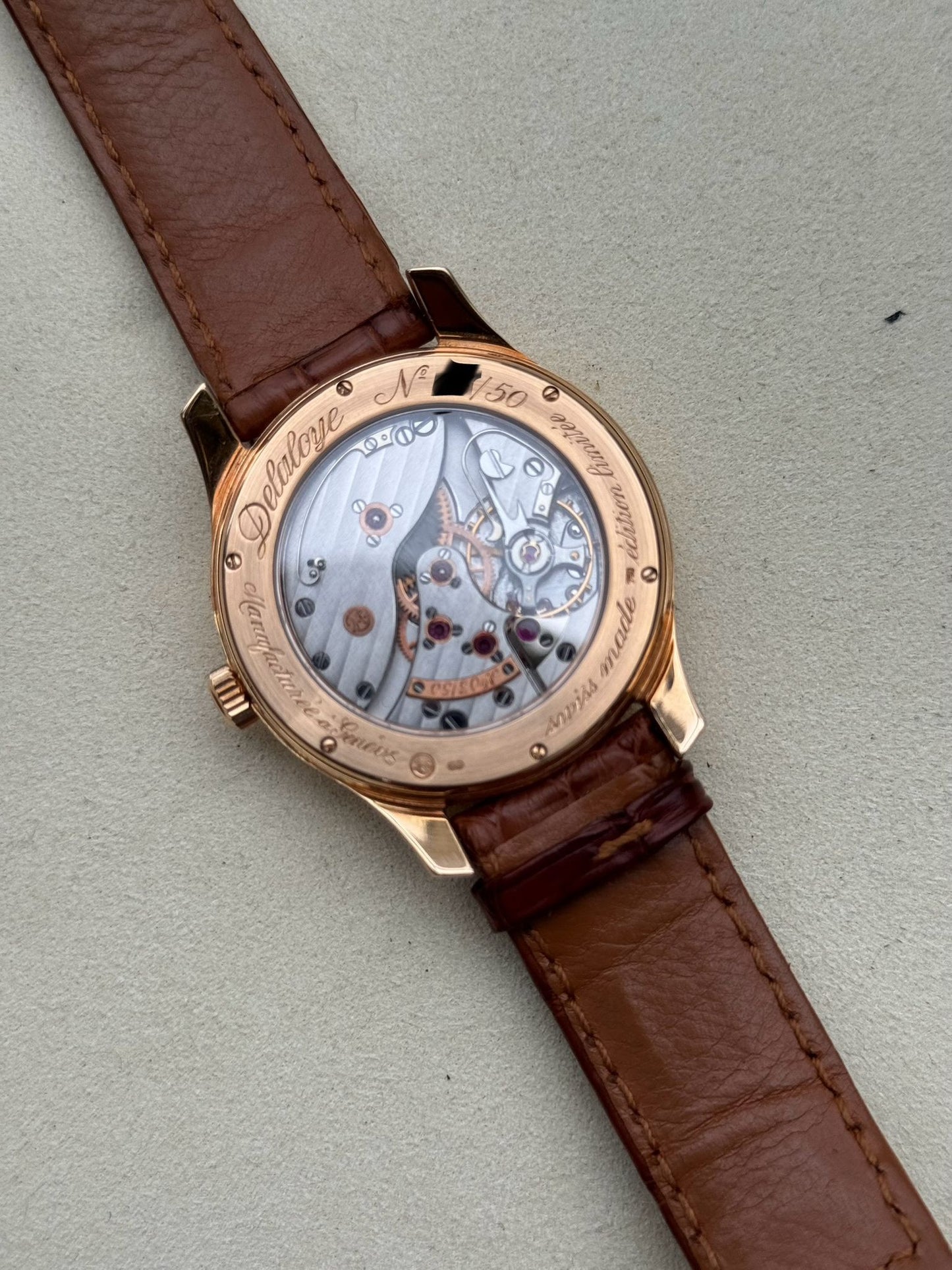 Delaloye Geneve Le garde temps 41mm Rose Gold MOP Salmon