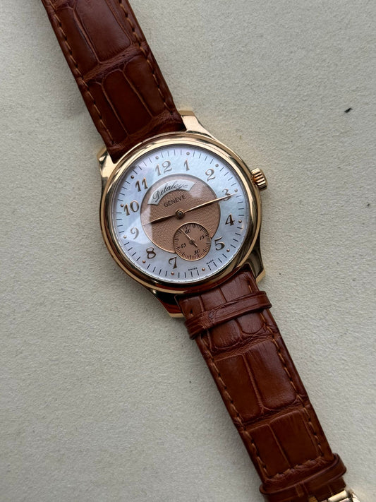 Delaloye Geneve Le garde temps 41mm Rose Gold MOP Salmon