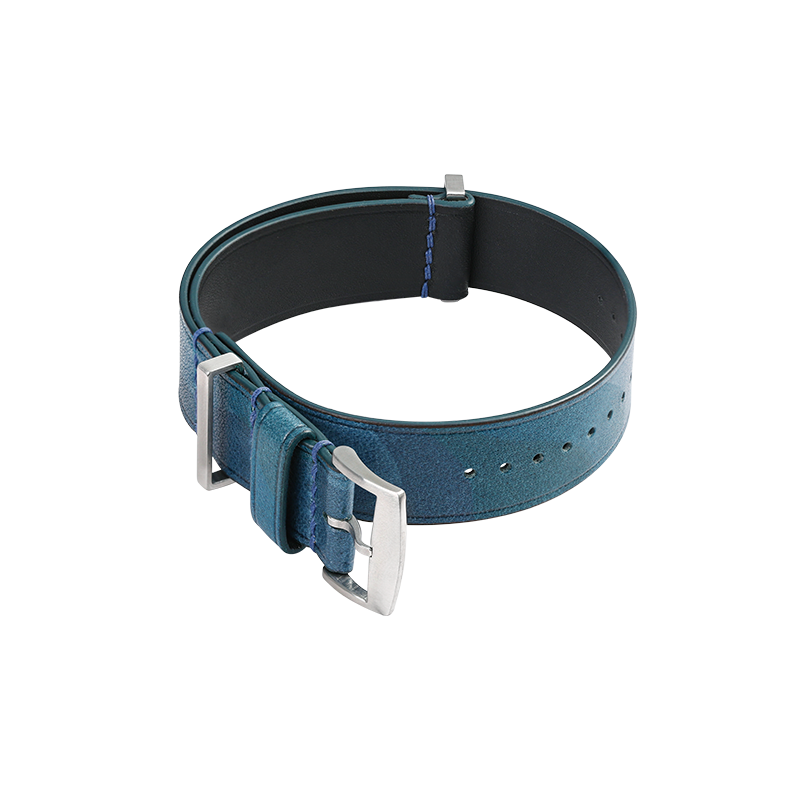 Nato Blue Camouflage Leather Strap