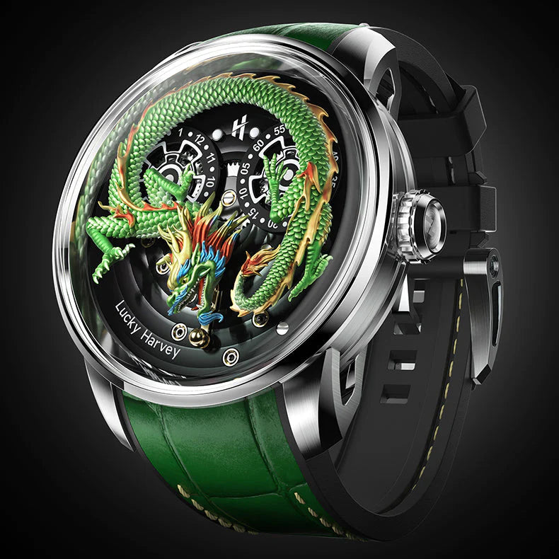 Green Dragon Automatic Watch Round Shaped Case Luminous Limited 388 PCS