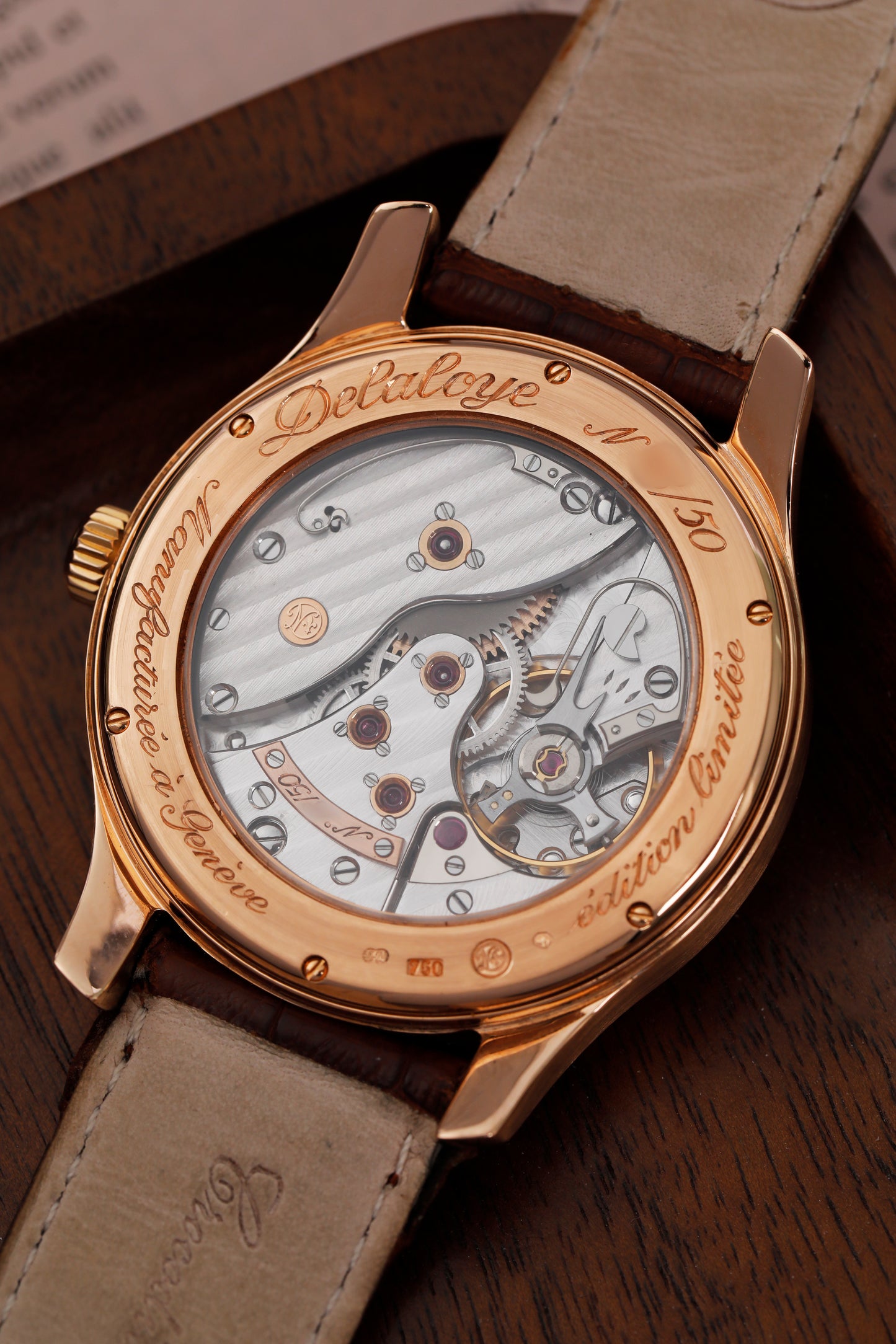 Delaloye Geneve le garde temps 41mm Rose Gold UNIQUE Chocolate MOP Dial