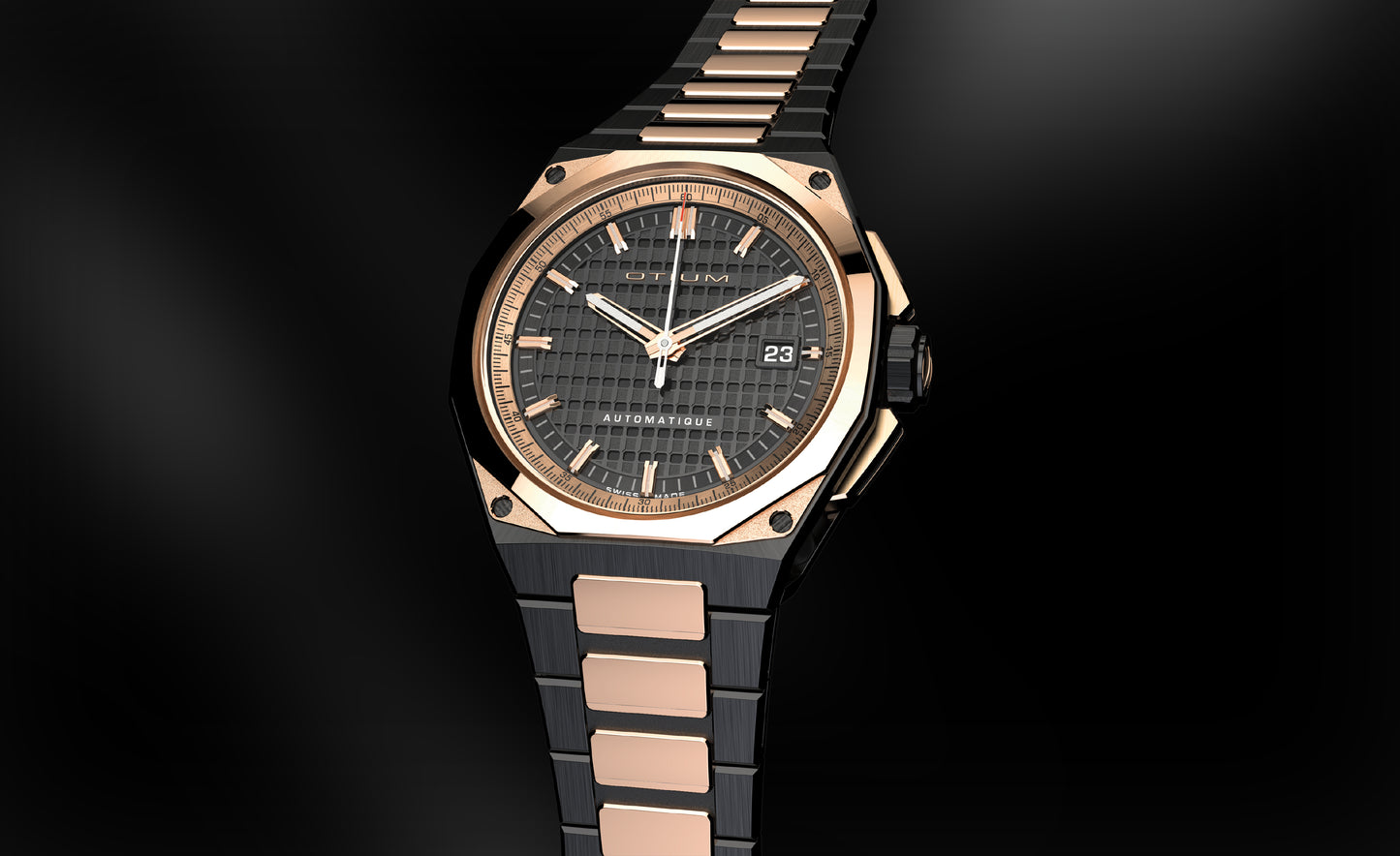 OTIUM REPOSE DLC-coated Titanium Grade 5 & 18K Rose Gold Bracelet