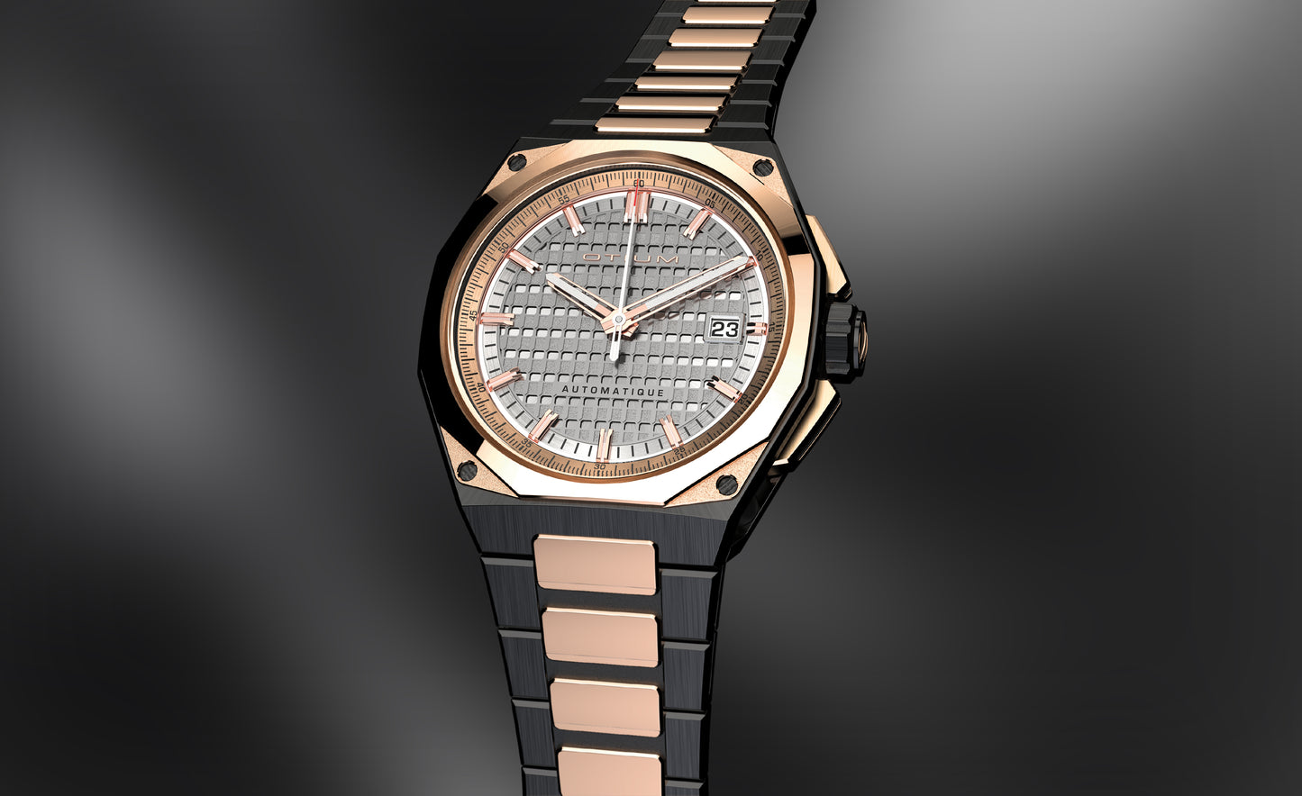OTIUM REPOSE DLC-coated Titanium Grade 5 & 18K Rose Gold Bracelet