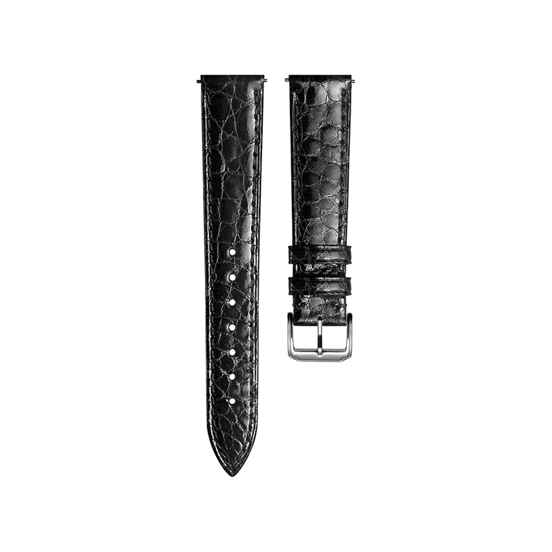 Glossy Black Crocodile Flank Watch Strap