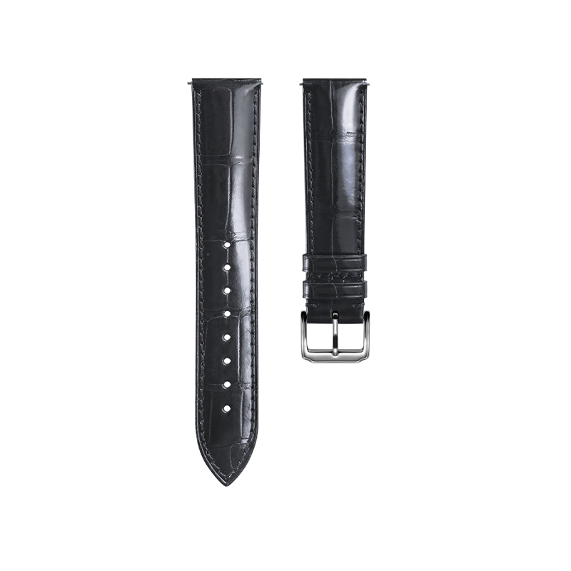 Glossy Black Crocodile Watch Strap