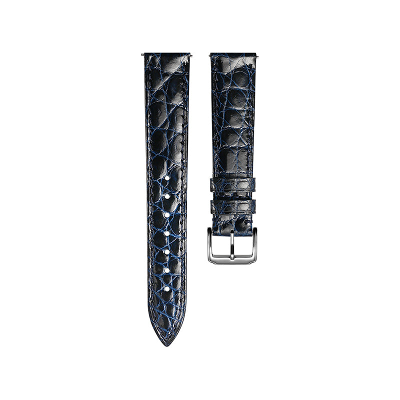 Glossy Blue Crocodile Flank Watch Strap