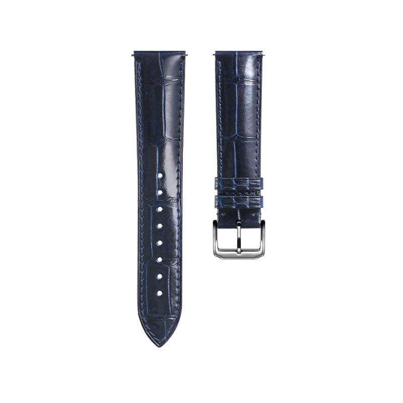 Glossy Dark Blue Crocodile Watch Strap