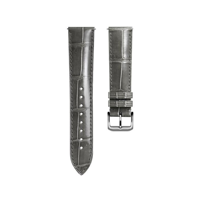 Glossy Dark Grey Crocodile Watch Strap