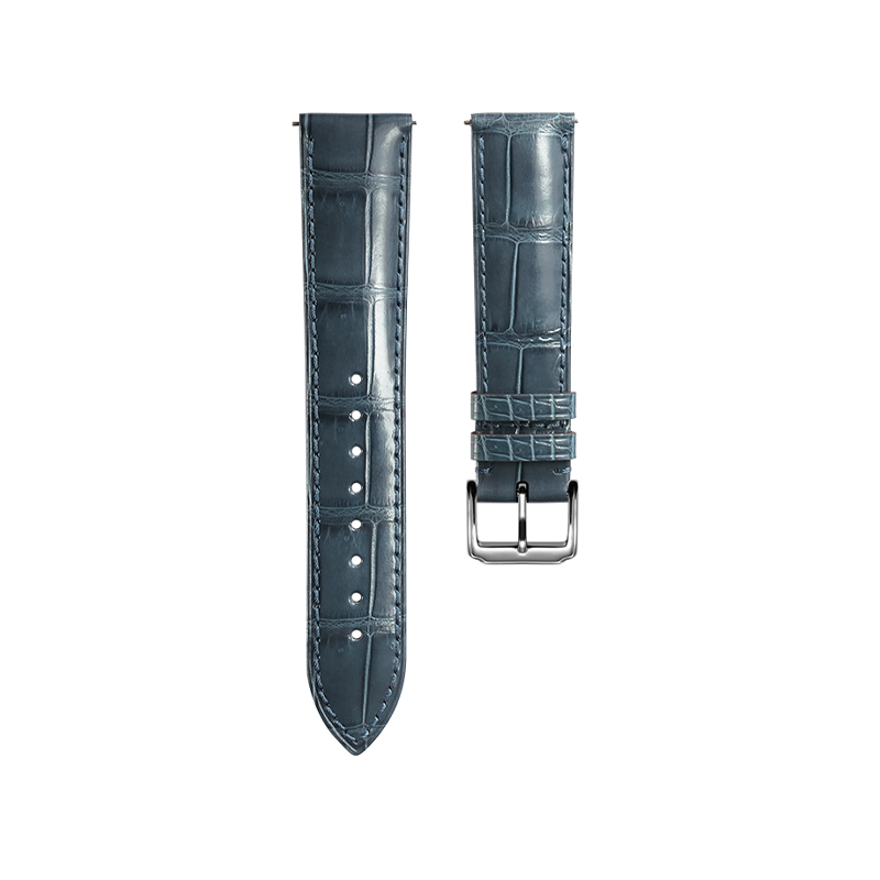 Glossy Denim Blue Crocodile Watch Strap