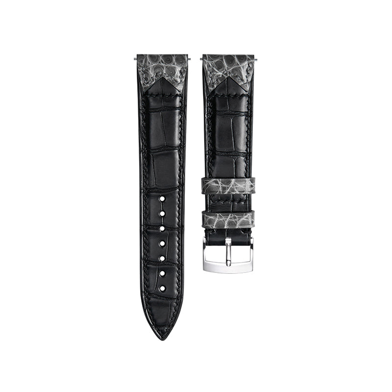 Black With Grey Bow Tie Alligator Strap