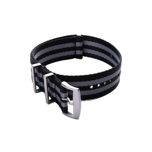 Nylon Bond Striped Black And Grey NATO Strap