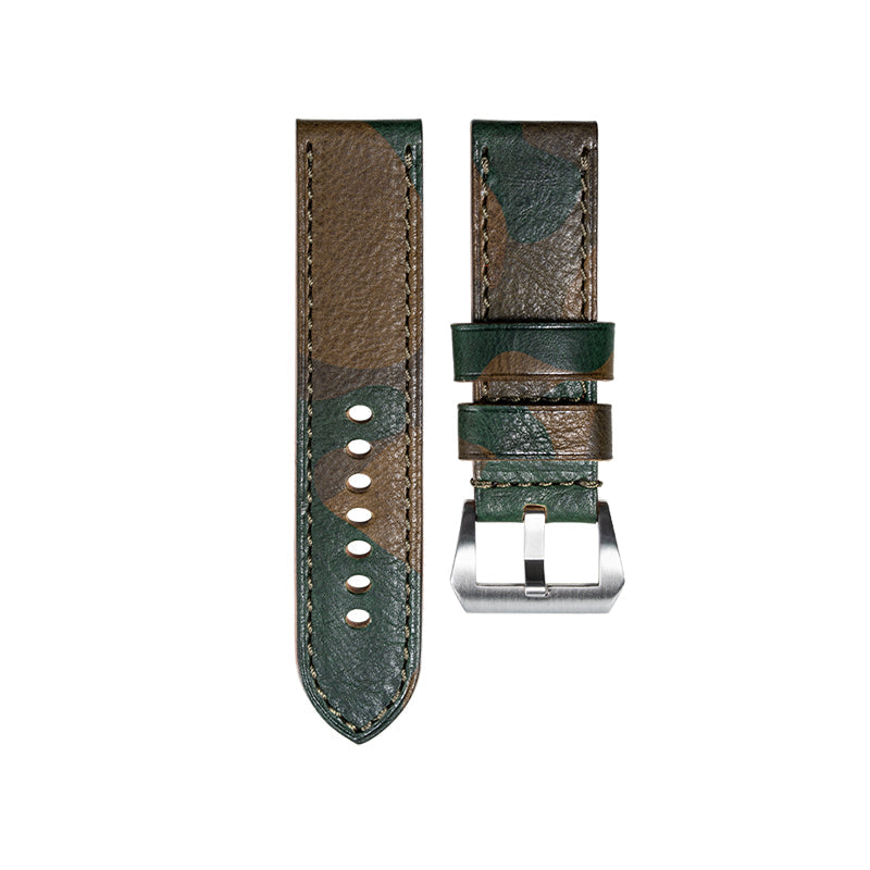 Green Camouflage Vegetable Tanned Leather Strap for Panerai