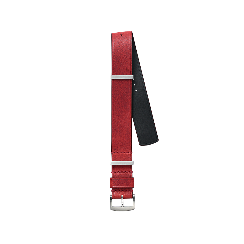 Nato Red Waxy Leather Strap