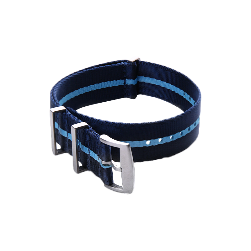 Nylon Striped Light Blue And Dark Blue NATO Strap