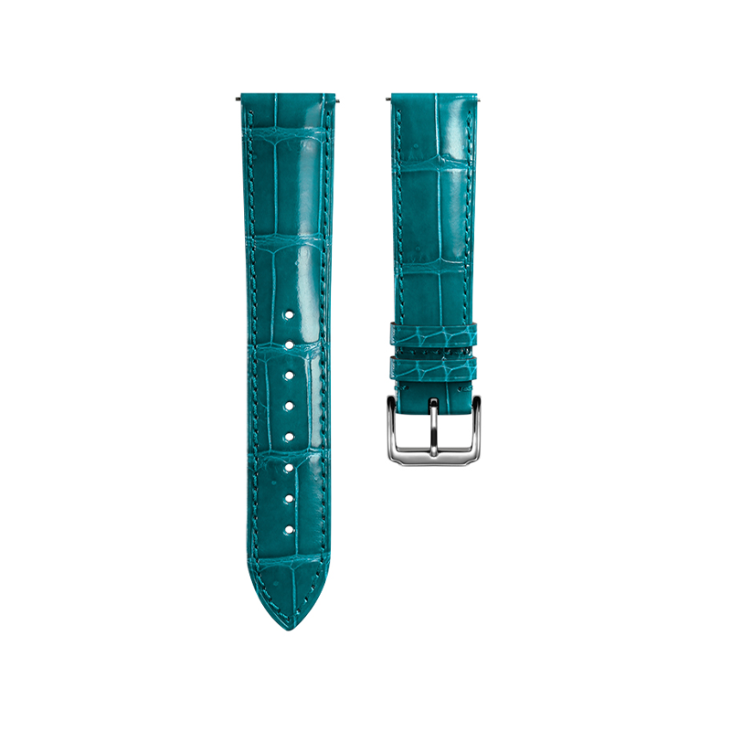 Glossy Peacock Blue Crocodile Watch Strap