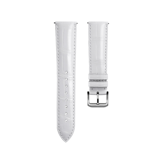 Glossy White Crocodile Watch Strap